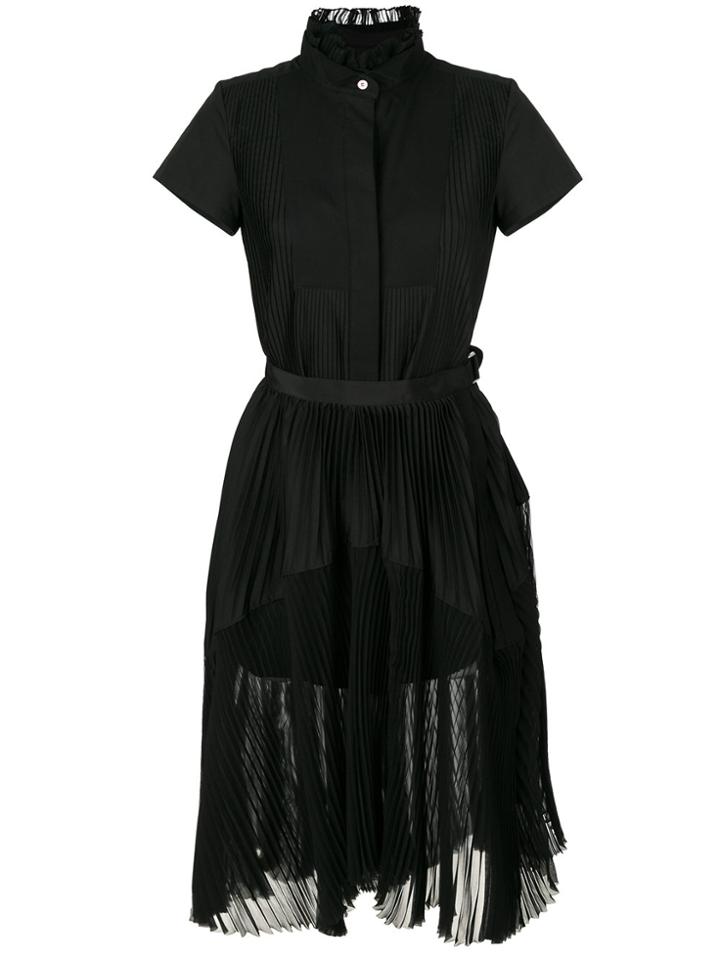 Sacai Plissé Pleated Dress - Black
