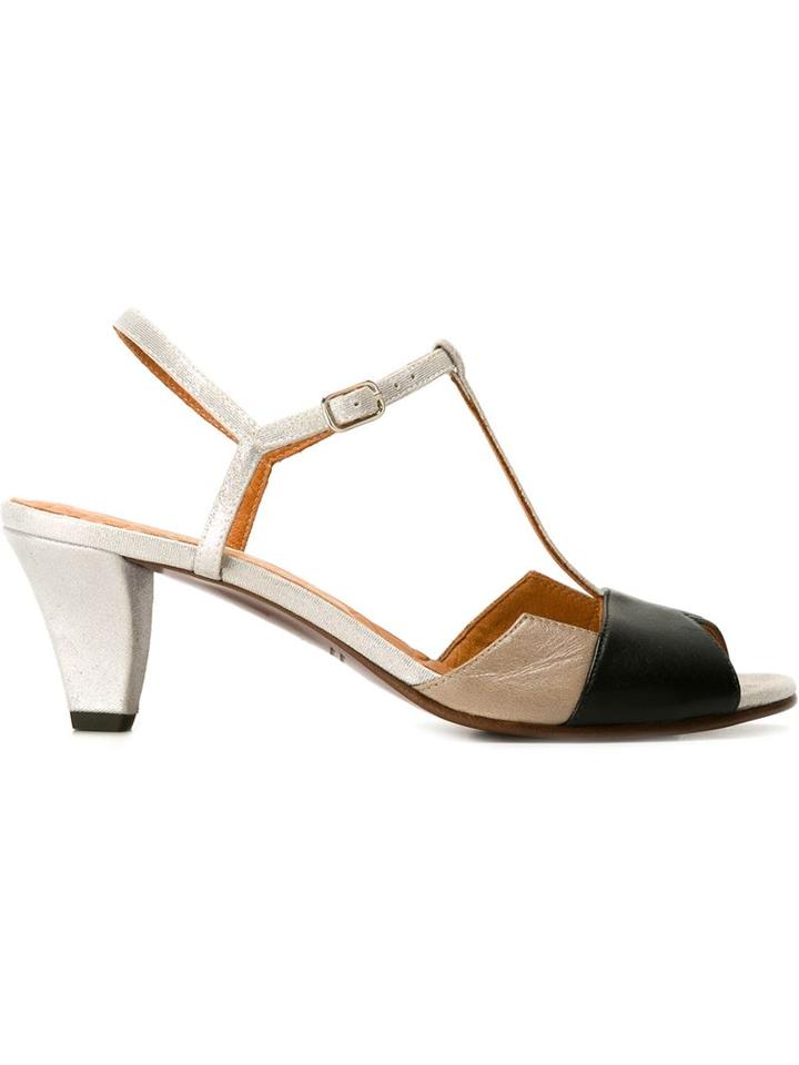 Chie Mihara T-bar Sandals, Women's, Size: 39, Black, Calf Leather/leather/rubber