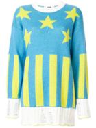 Msgm Stars And Stripes Oversized Jumper - Blue