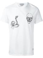 Alexander Mcqueen Skull And Snake Print T-shirt, Men's, Size: Small, White, Cotton