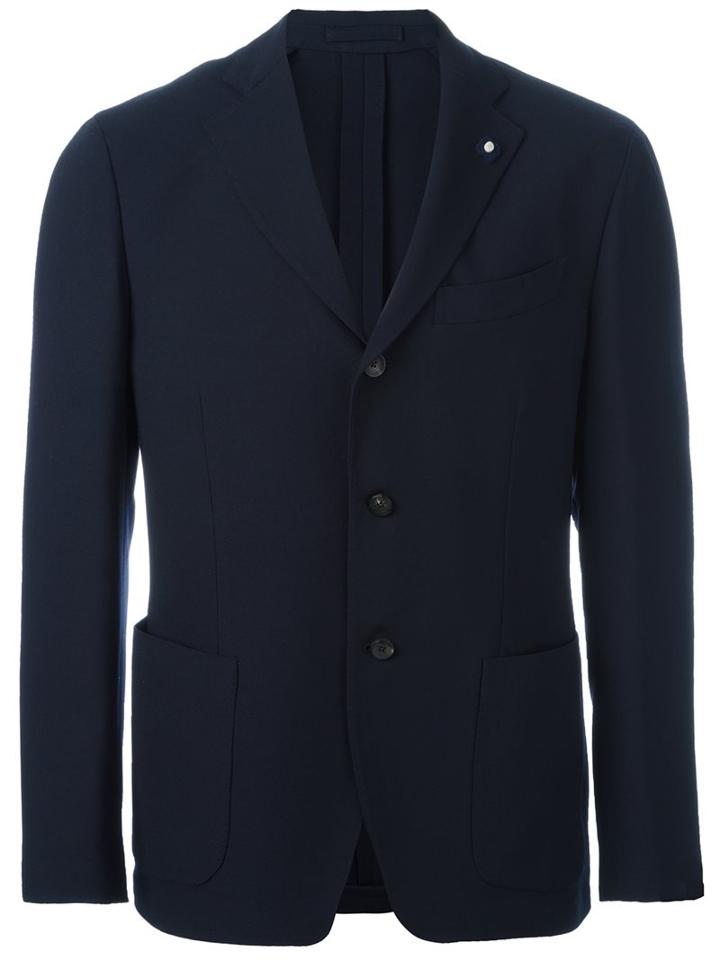 Lardini Three Button Blazer, Men's, Size: 56, Blue, Cupro/viscose/wool