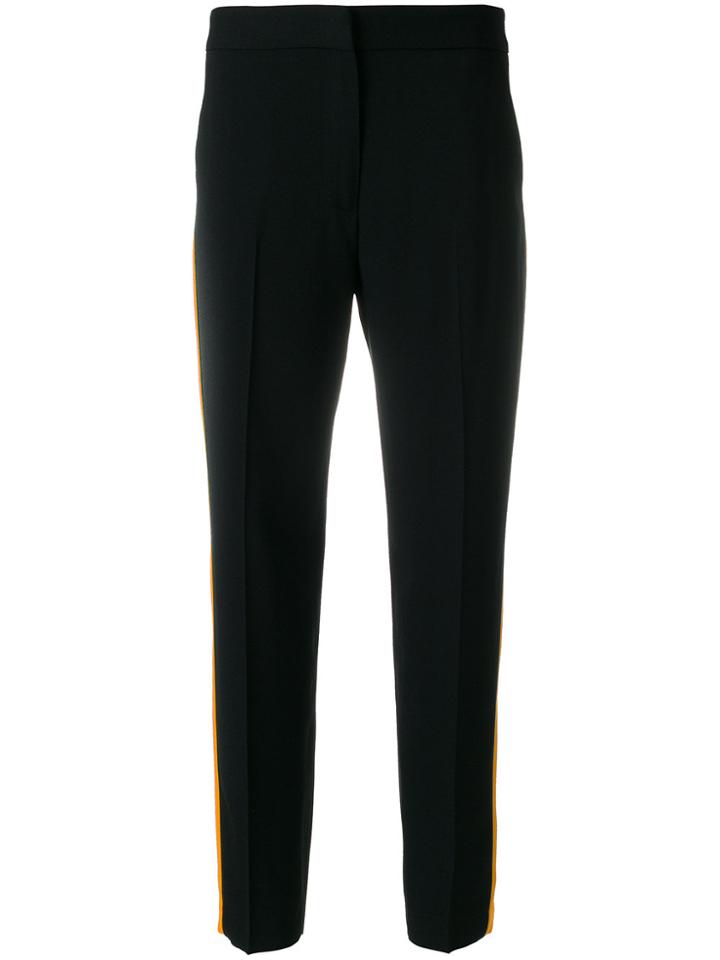 Msgm Side Stripe Cropped Trousers - Black