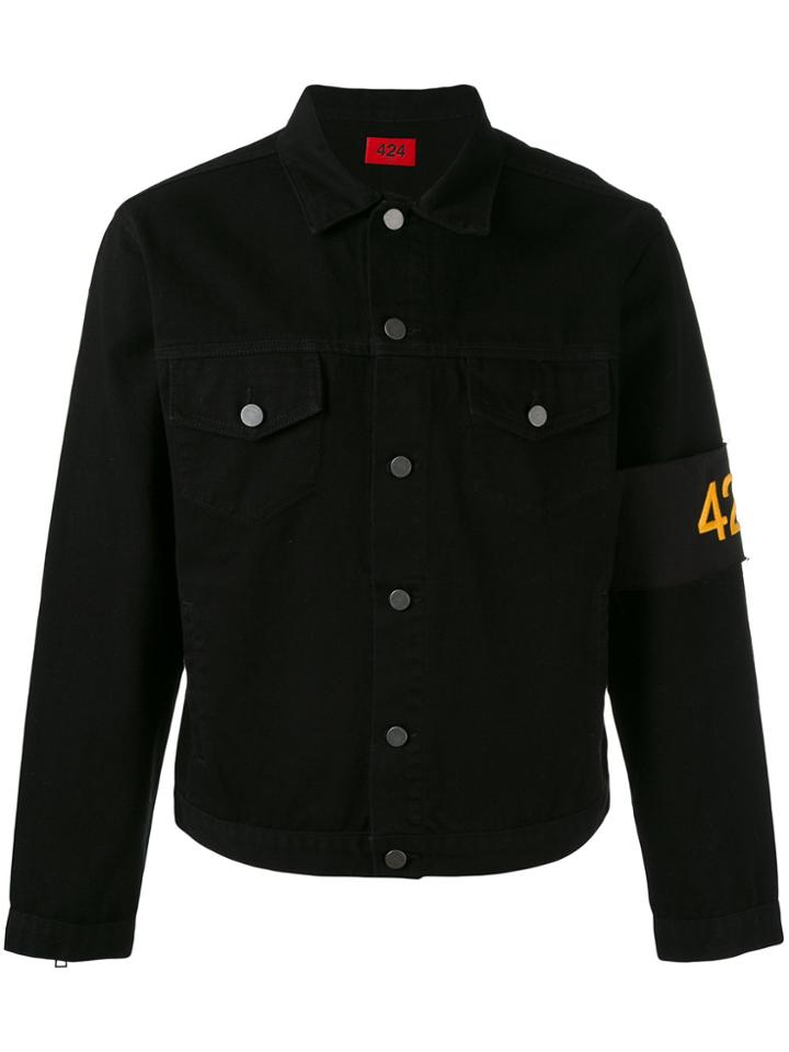 424 Fairfax Denim Embroidered Logo Jacket - Black