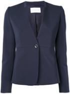 Estnation - Neck Contrast Blazer - Women - Nylon/polyurethane/cupro - 36, Blue, Nylon/polyurethane/cupro