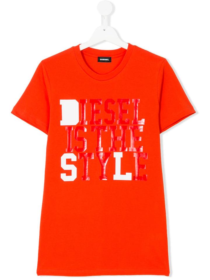 Diesel Kids - Printed T-shirt - Kids - Cotton - 16 Yrs, Yellow/orange