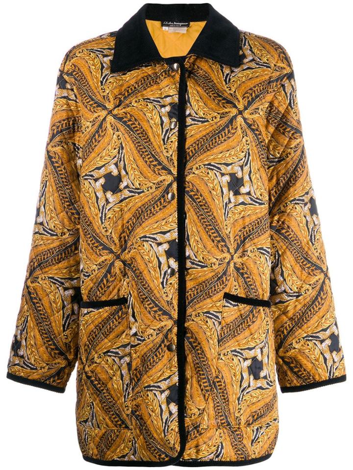 Salvatore Ferragamo Vintage 1980's Abstract Print Coat - Brown