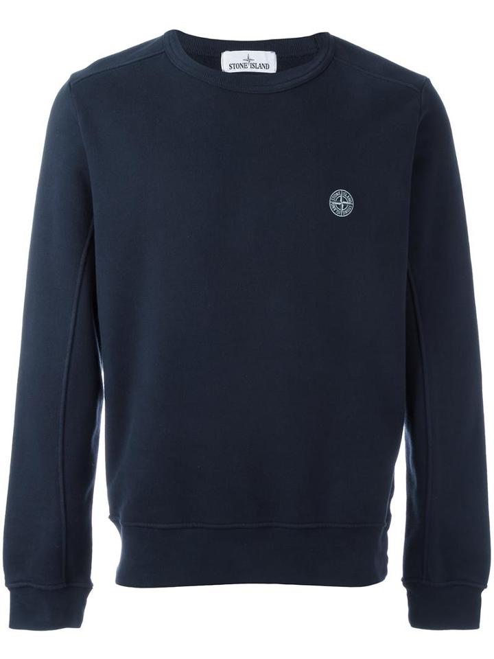 Stone Island Crew Neck Sweatshirt, Men's, Size: Large, Blue, Cotton