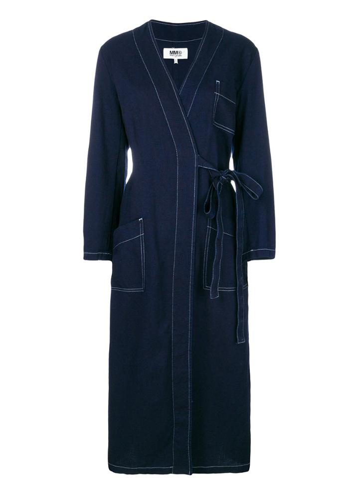 Mm6 Maison Margiela Belted Coat - Blue