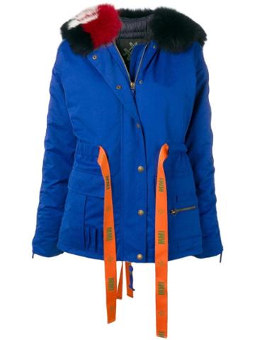 Mr & Mrs Italy Ribbon Waist Padded Coat - Blue