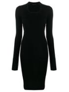 Helmut Lang Fitted Ribbed Knit Dress - Black