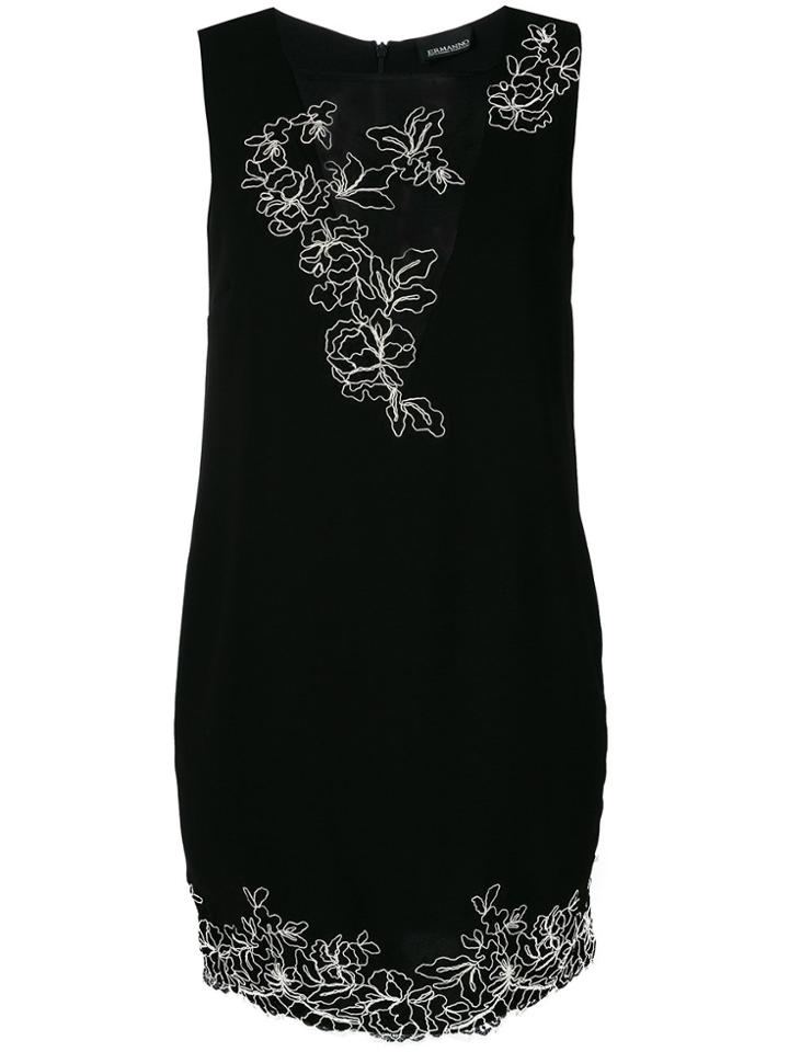 Ermanno Ermanno Embroidered Mini Dress - Black