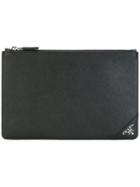 Prada Logo Embossed Classic Clutch - Black