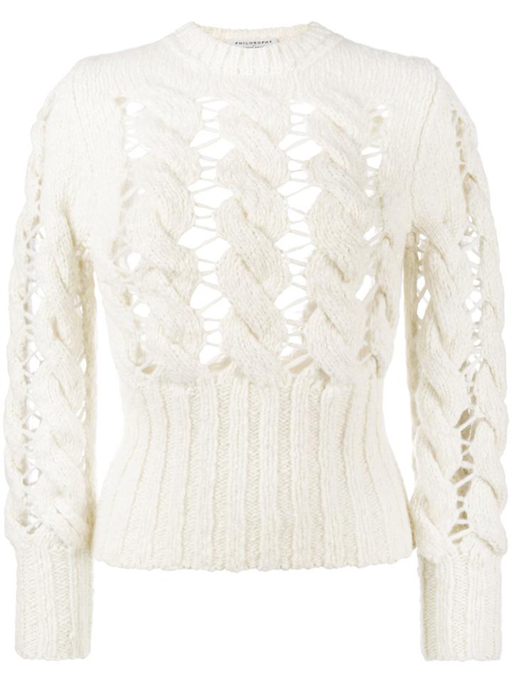 Philosophy Di Lorenzo Serafini Loose Gauge Knitted Sweater - White