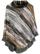 Missoni Striped Knit Poncho - Black