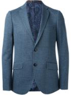 Etro Checked Blazer, Men's, Size: 50, Blue, Cotton/silk/acetate/viscose