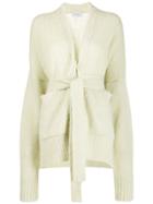 Lemaire Textured Knit Belted Cardigan - Green