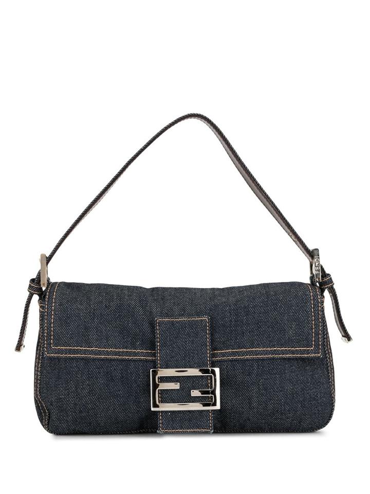 Fendi Pre-owned Mamma Baguette Denim Shoulder Bag - Blue
