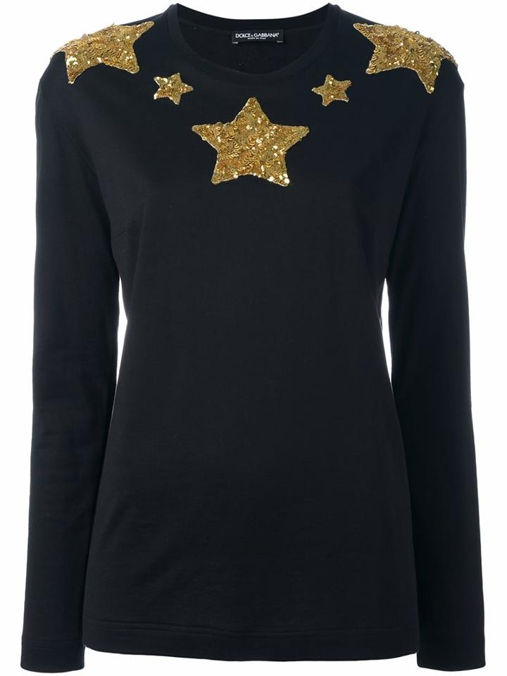 Dolce & Gabbana Star Sequinned Jumper, Women's, Size: 38, Black, Cotton/silk/polyester/polyamide