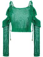 Philosophy Di Lorenzo Serafini Cut-off Detail Knitted Blouse, Women's, Size: 42, Green, Cotton