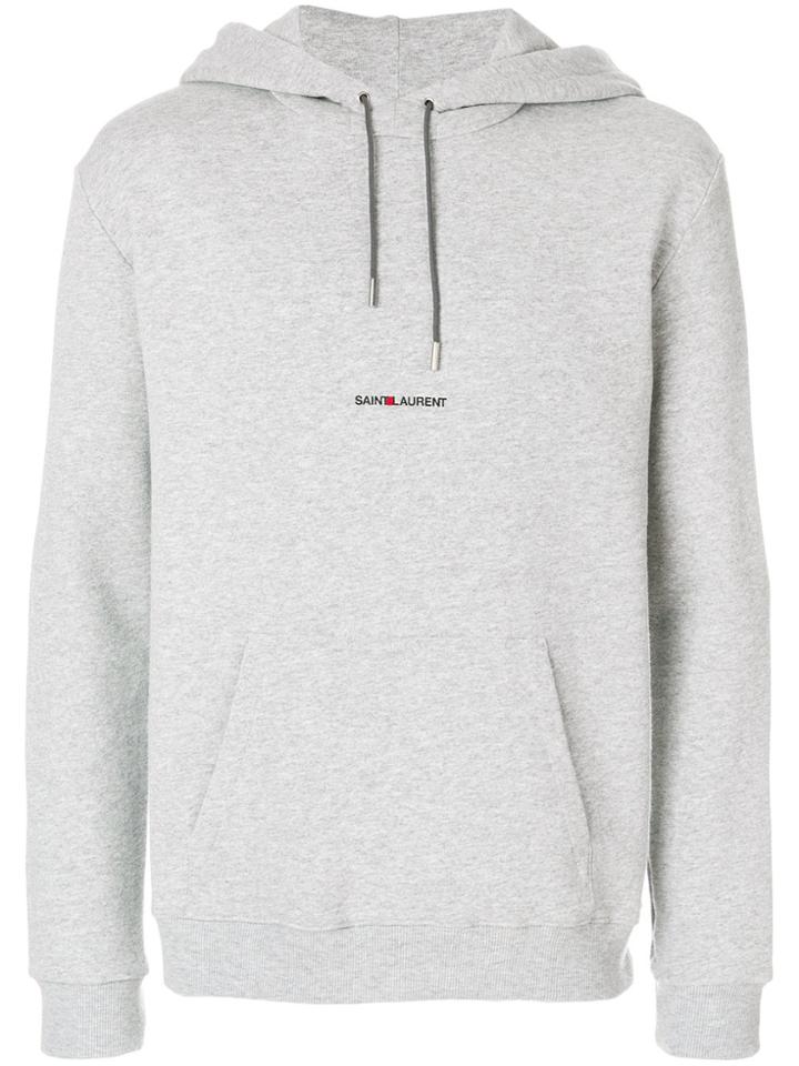 Saint Laurent Logo Hoodie - Grey