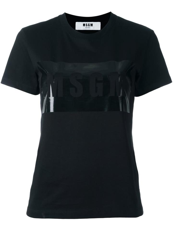 Msgm Logo Print T-shirt, Women's, Size: Small, Black, Cotton