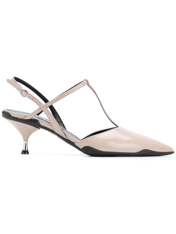 Prada Pointed T-bar Pumps - Pink
