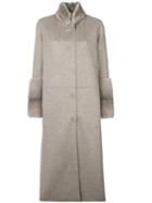 Manzoni 24 - Buttoned Panelled Coat - Women - Mink Fur/cashmere/wool - 42, Grey, Mink Fur/cashmere/wool