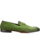 Doucal S Classic Slip On Loafers, Men's, Size: 44.5, Green, Suede/leather