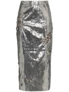 Erdem Sasha High Waist Sequin Embellished Skirt - Metallic