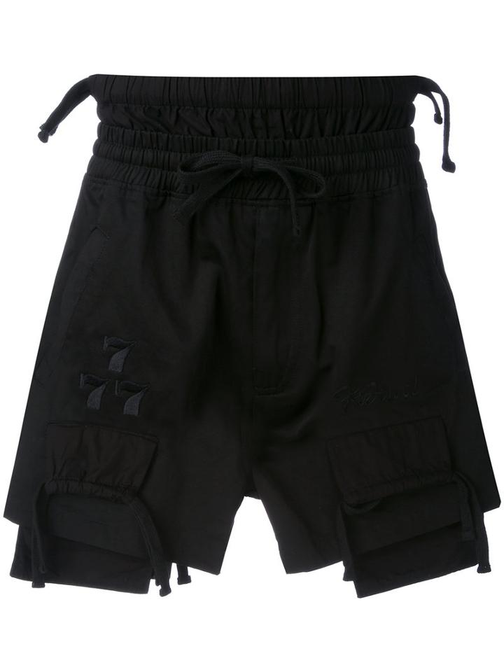 Ktz - Embroidered Shorts - Men - Cotton - S, Black, Cotton