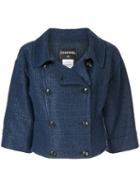 Chanel Pre-owned Double-breasted Cropped Jacket - Blue