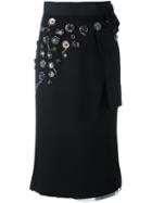 Dolce & Gabbana Embellished Stretch Cady Skirt, Women's, Size: 46, Black, Cotton/spandex/elastane/virgin Wool/polyimide