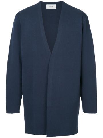 Clane Homme Long Line V-neck Cardigan - Blue