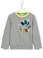 Fendi Kids Embroidered Logo Sweastshirt, Boy's, Size: 6 Yrs, Grey