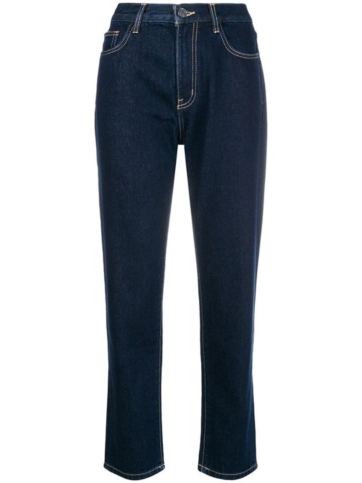 Current/elliott Cropped Straight Leg Jeans - Blue