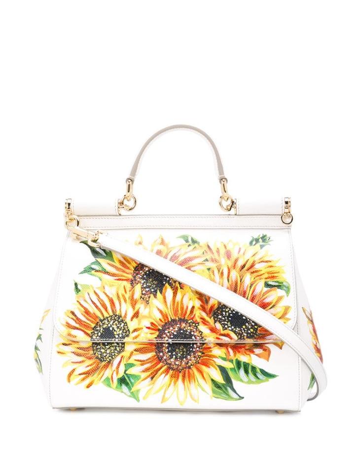 Dolce & Gabbana Sunflower Print Sicily Bag - White