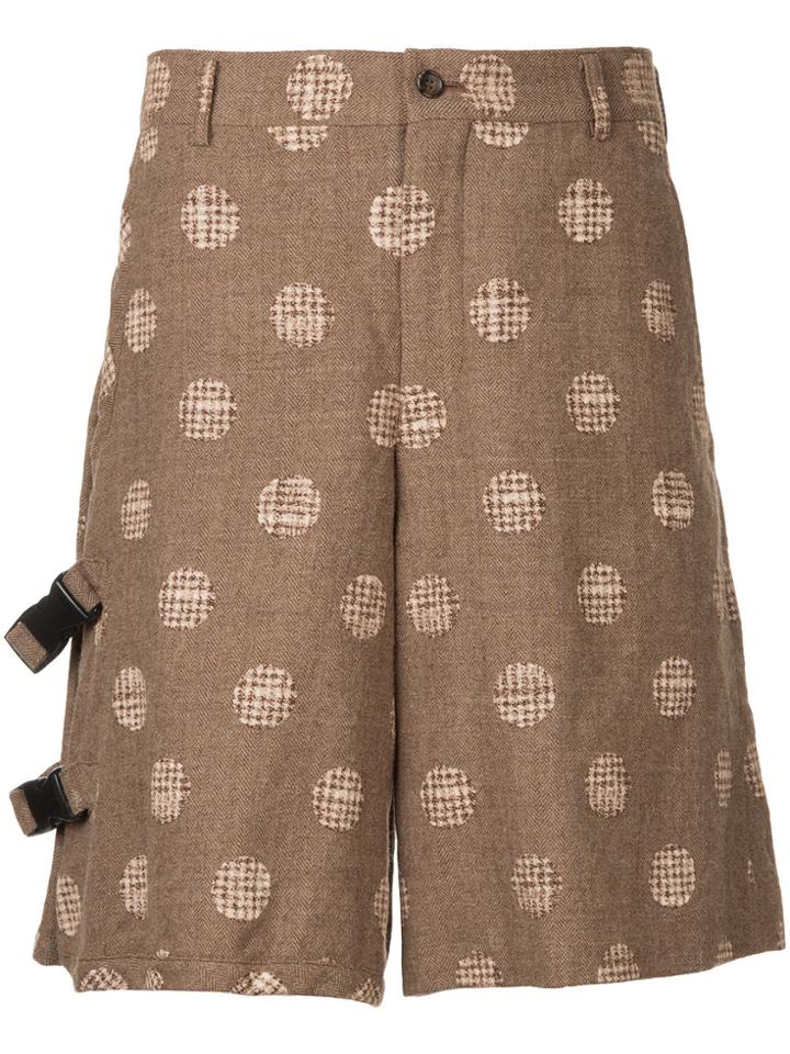 Comme Des Garçons Vintage Gingham Dots Buckled Shorts - Brown