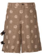 Comme Des Garçons Vintage Gingham Dots Buckled Shorts - Brown