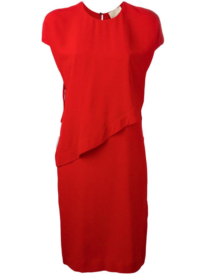 Erika Cavallini - Flared Trim Dress - Women - Silk/acetate - 38, Women's, Red, Silk/acetate