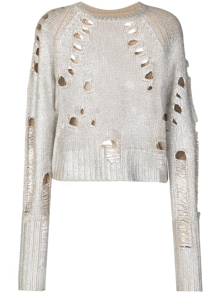 Zoe Jordan Euler Holey Cropped Jumper - Grey