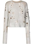Zoe Jordan Euler Holey Cropped Jumper - Grey