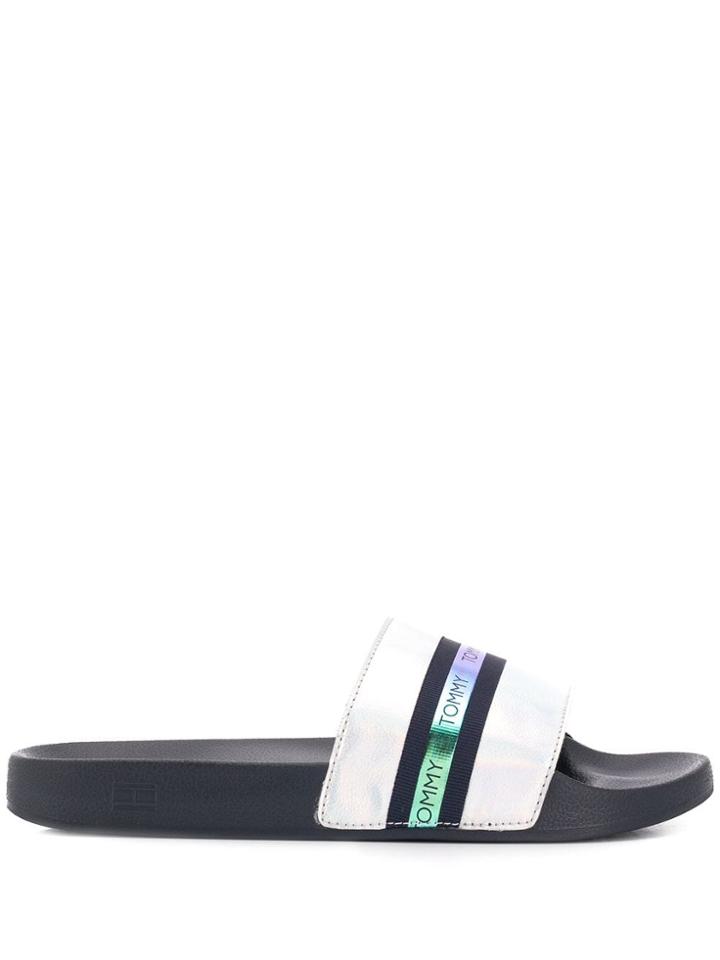 Tommy Hilfiger Logo Panel Slides - Blue