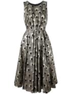 Ultràchic Metallic Fanned Print Dress - Black