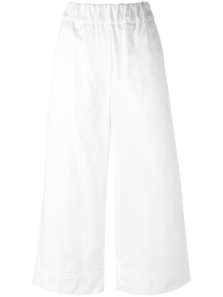 Odeeh Flared Trousers, Women's, Size: 38, White, Cotton