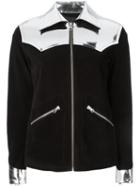 Mm6 Maison Margiela Stylised Metal Trim Jacket, Women's, Size: 40, Black, Calf Leather/polyurethane/polyester/viscose