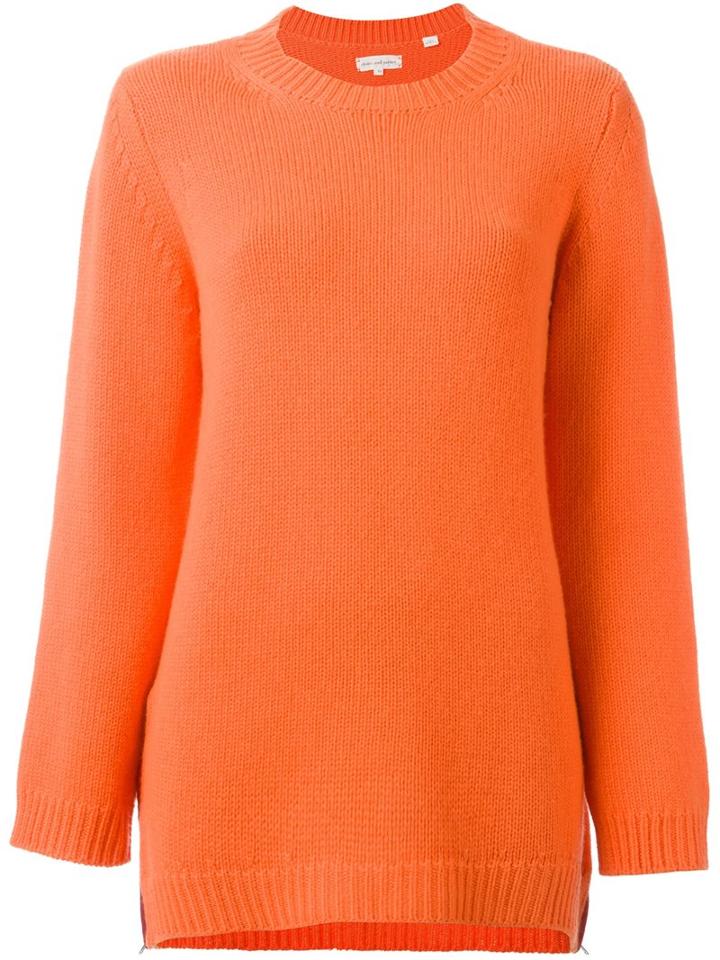 Chinti And Parker Side Zip Jumper, Women's, Size: Medium, Yellow/orange, Cashmere