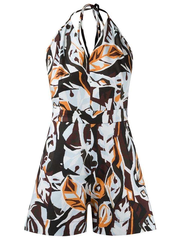 Andrea Marques Printed Playsuit, Women's, Size: 36, Blue, Spandex/elastane/cotton