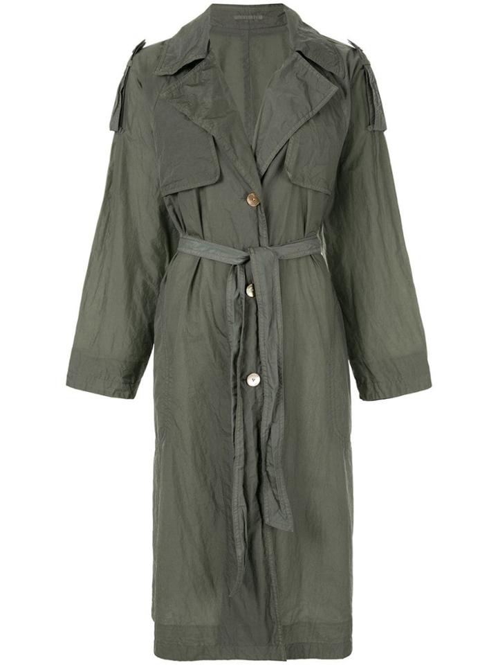 Blueflag + Kiminori Morishita Single-breasted Trench Coat - Green