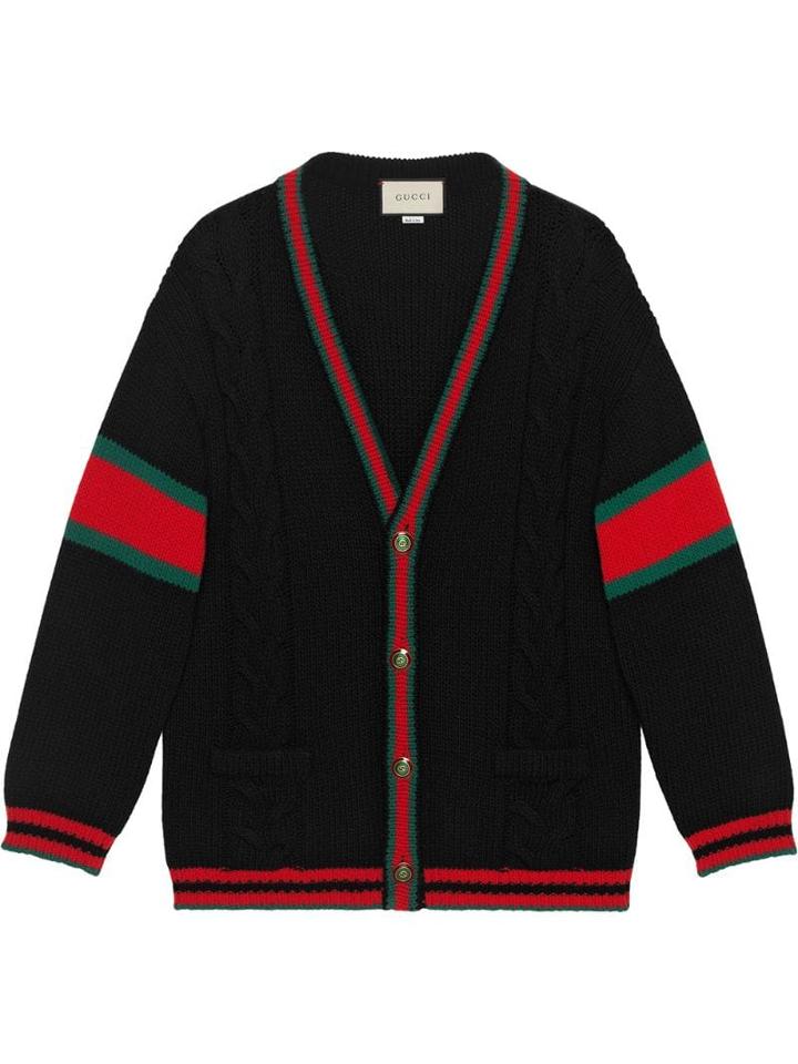 Gucci Oversize Cable Knit Cardigan - Black