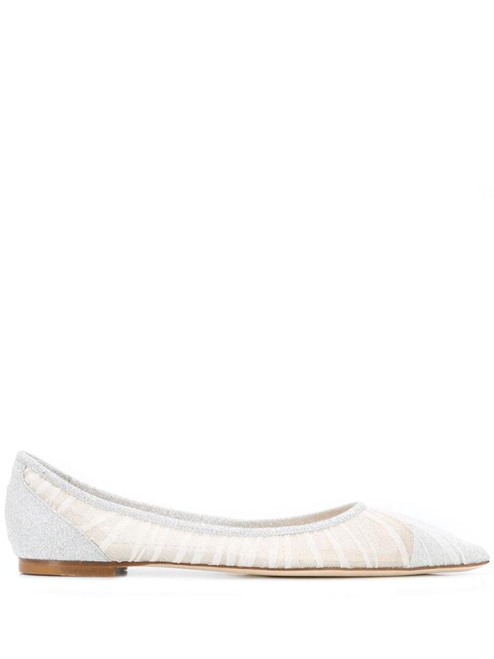 Jimmy Choo Mesh Love Ballerinas - White